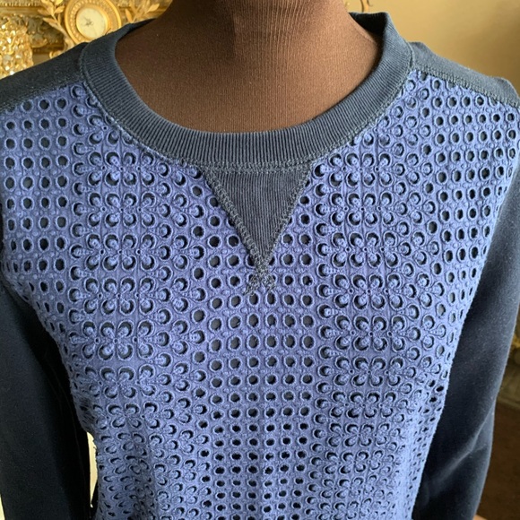 J Crew Navy Sweater Knitted Detail in Front - Picture 2 of 7